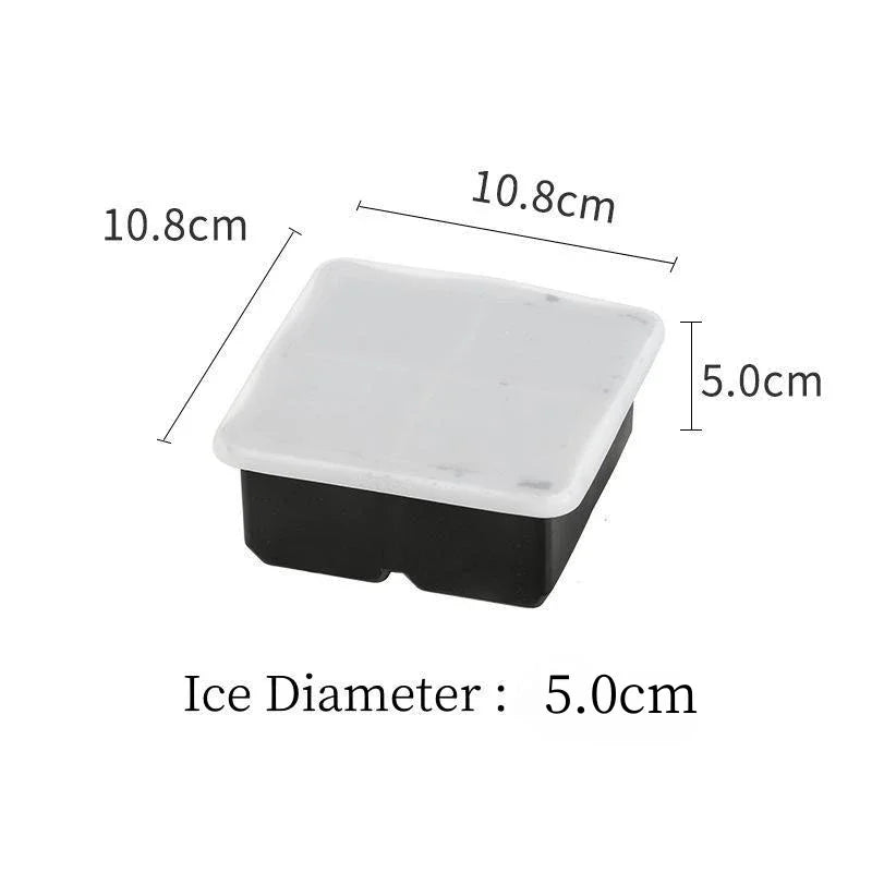 1-3PCS Square Silicone Ice Cube Tray Quick-Release Food-Grade Soft Ice Mold for Whiskey Party Supplies Easy-Press Freezer Gadget Vue 4Grid-Square-cover 3PCS