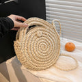 Nice Round Straw Crossbody Bag Handmade Woven Shoulder Women Summer