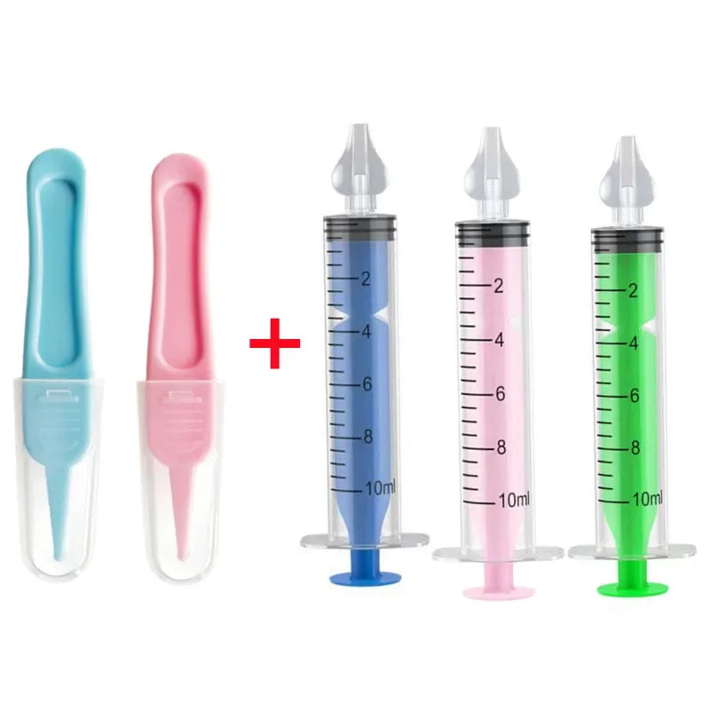 vvocci Nasal Professional Baby Aspirator with Nose Cleaning Tweezers Set Syringe Nasal with Tweezers for Newborn Infants Kids Vue B392 5PC Set F