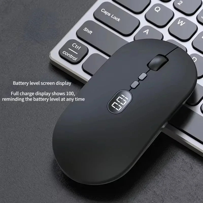 Lenovo Wireless Computer Mouse for Laptop Battery Level Visible Rechargeable 2.4G Portable USB Dual Modes Mouse Silent Click Vue