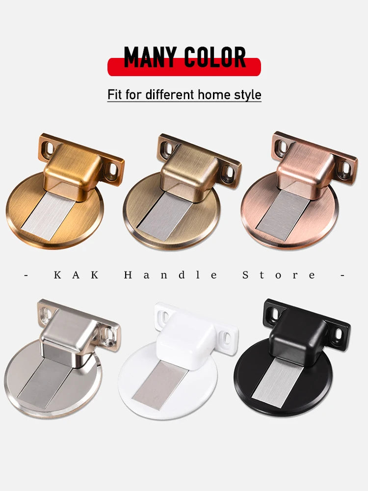 KAK Non-Punch Magnetic Door Stopper Hidden Doorstop Door Holder Zinc Alloy Wall Protector Wind-Proof Stop Door Hardware Vue