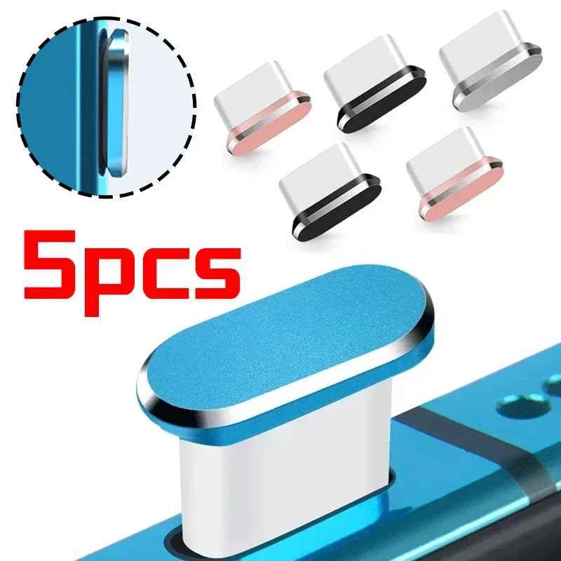 Type C Metal Dust Plugs for iPhone 16/16Pro 15/15Pro Max/15Plus - Cellphone Type C USB Charging Port Protector Caps 5/1PCS Vue