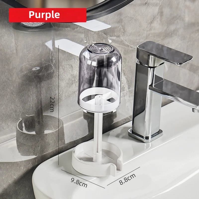 Toothbrush Holder Withdust Cover Drainage Design Plastic Multifunctional Bathroom Toothbrush and Cup Organizer Vue 167-Purple