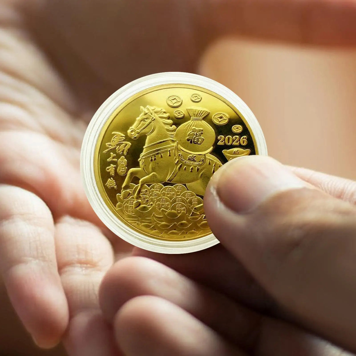 4cm Gold/Silver Commemorative Coin Blessing Lucky Horse Coin 2026 Year of the Horse Souvenir Art Home Decor Metal Collector Vue