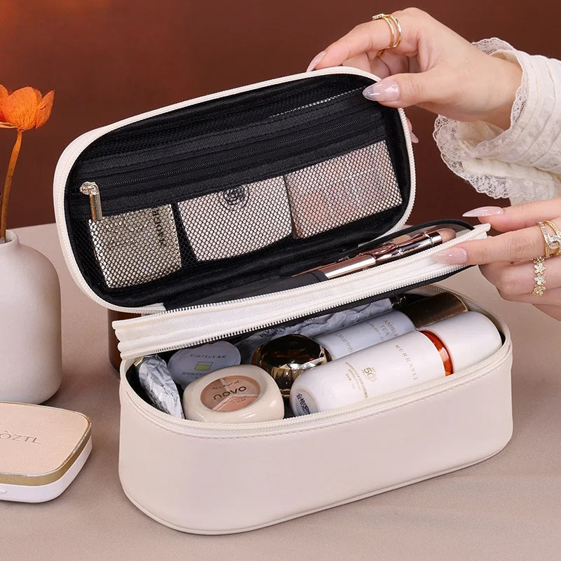Women's Cosmetic Bag Makeup Bag Double Layer Large Capacity Luxury Cosmetics Organizer Travel Essentials Women Cosmetic Bag Vue