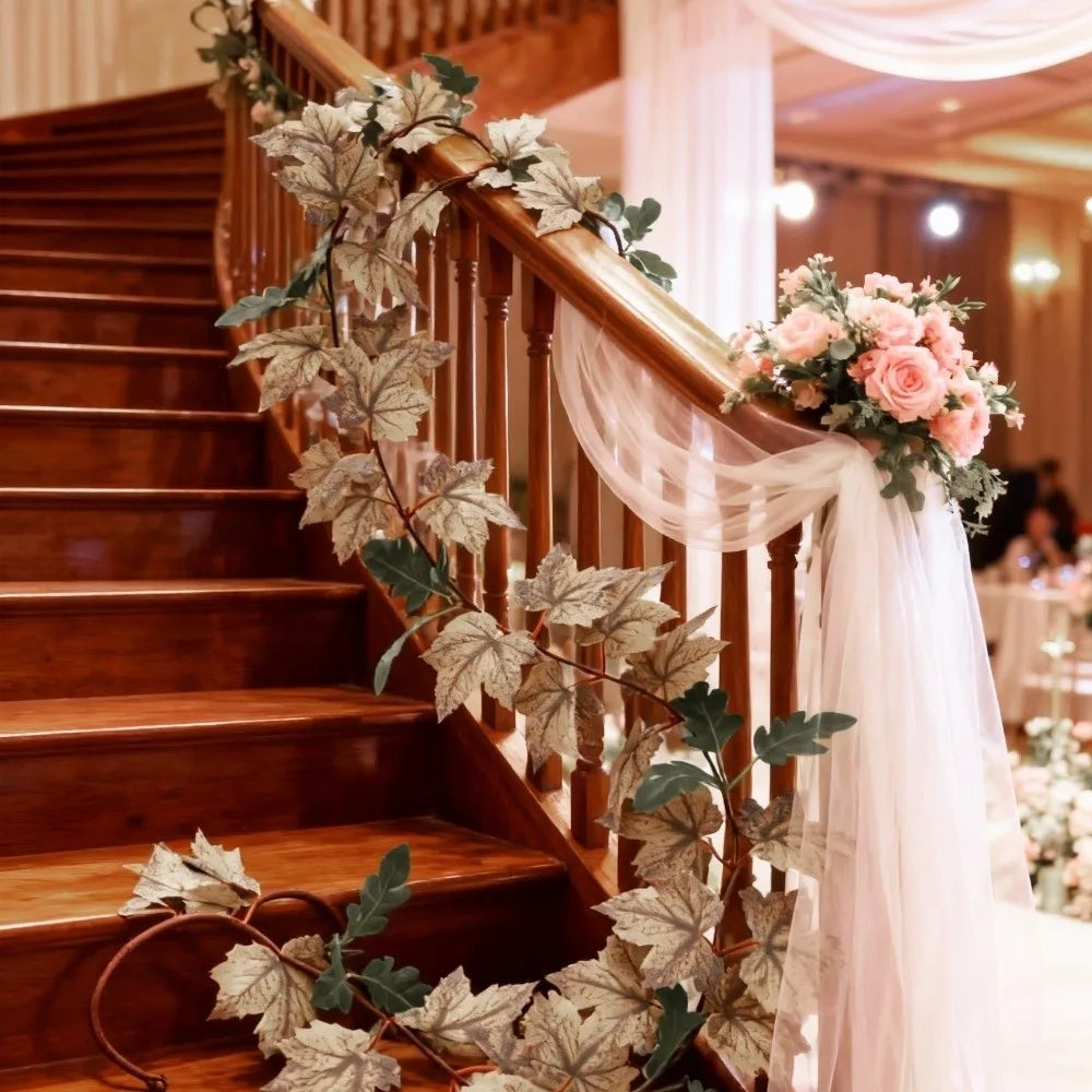 2 Meters Artificial Maple Leaf Garland Hanging Vine DIY Craft Fall Foliage Garland Floral Plants Flexible Fall Atmosphere Prop Vue