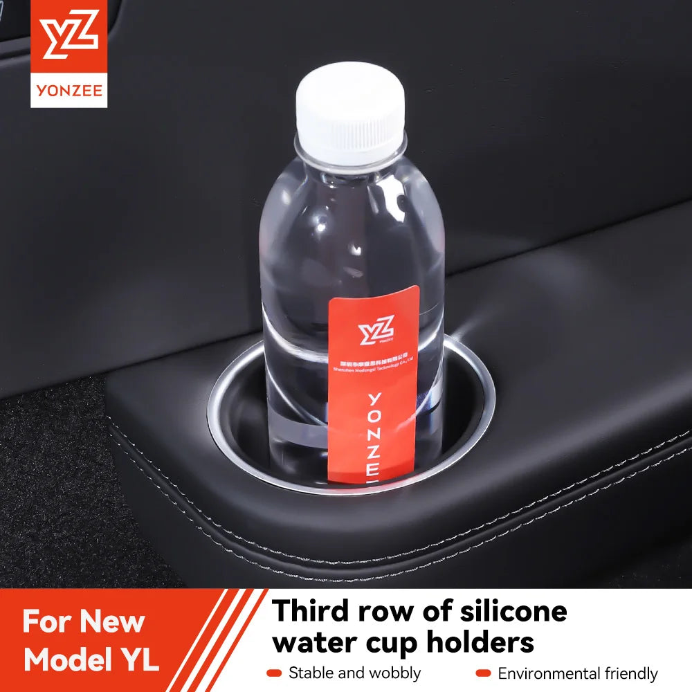 YZ for Tesla Model YL 2026 Third Row Silicone Cup Holder Insert Water Cup Holder 2Pcs Backseat Storage Accessories Vue