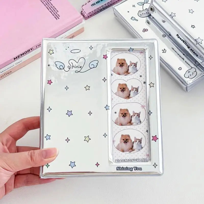 Cartoon 4 Grid Idol Card Photo Booth Album For 40 Pcs 2x6 Inch Photo Strips Bookmark 20 Pcs 4x6 4R Photo Holder Vue