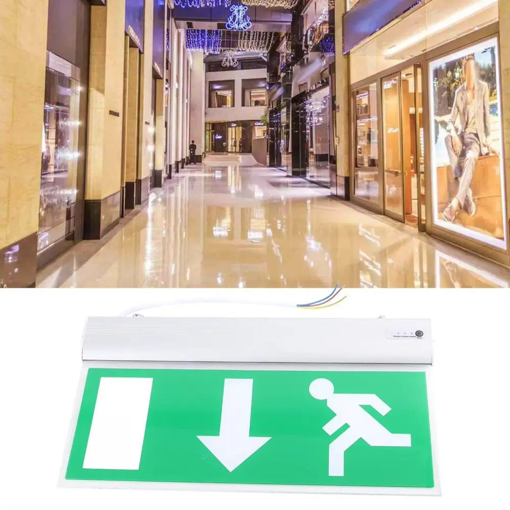 Commercial LED Emergency Sign Lamp Exit Sign Safety Evacuation Indicator Light Left Right Green Bulb Security Light School Vue