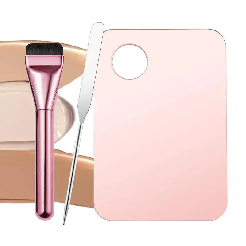 1set Acrylic Makeup Palette With Spatula Tool Foundation Brush Makeup Art Tool For Mixing Foundation Manicure Eyeshadow Makeup Vue