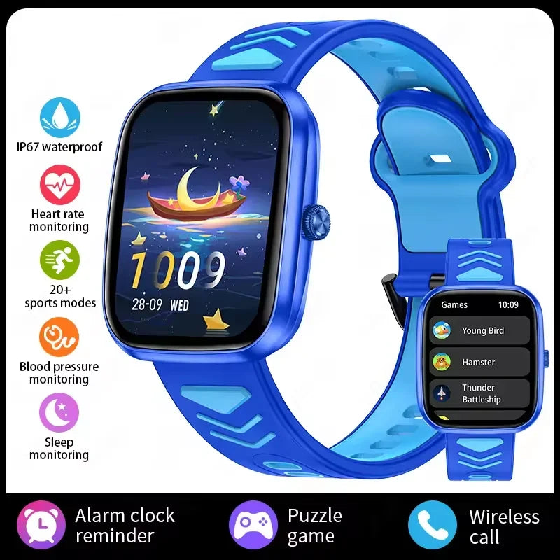 Children Boys Girls Present Smart Watch Ftiness Tracker Bluetooth Call Smart Watch Men Women Kids Watch Pedometer Waterproof Vue blue