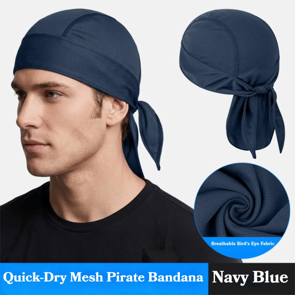 Print Quick-dry Headscarf Sweat-wicking Fabric Solid Sports Headband Vue Navy Blue