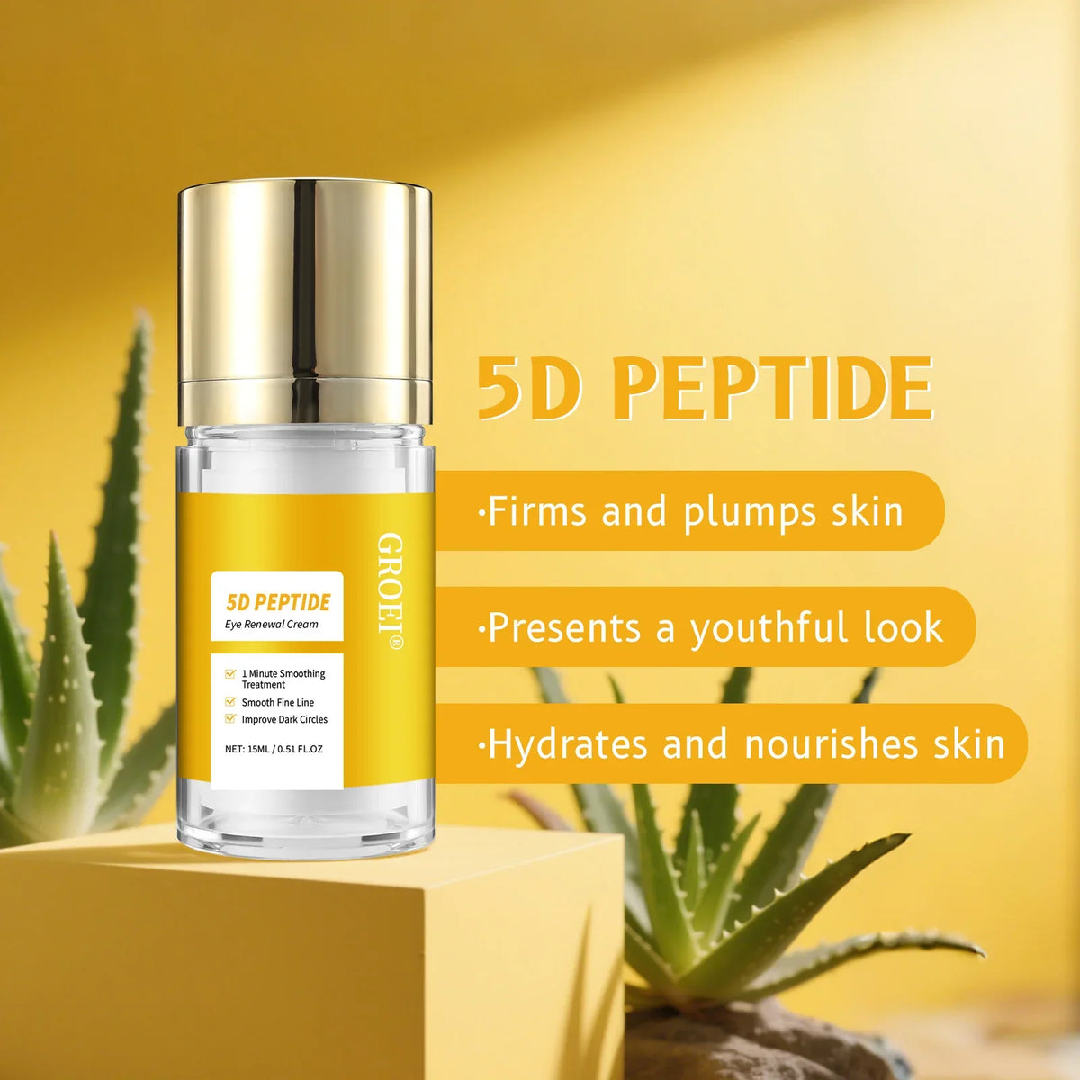Eye Cream 15ml 5D Peptide Hyaluronic Acid Caffeine Treatment Puffiness Dark Circles Eye Cream Eye Care Skincare Products Vue