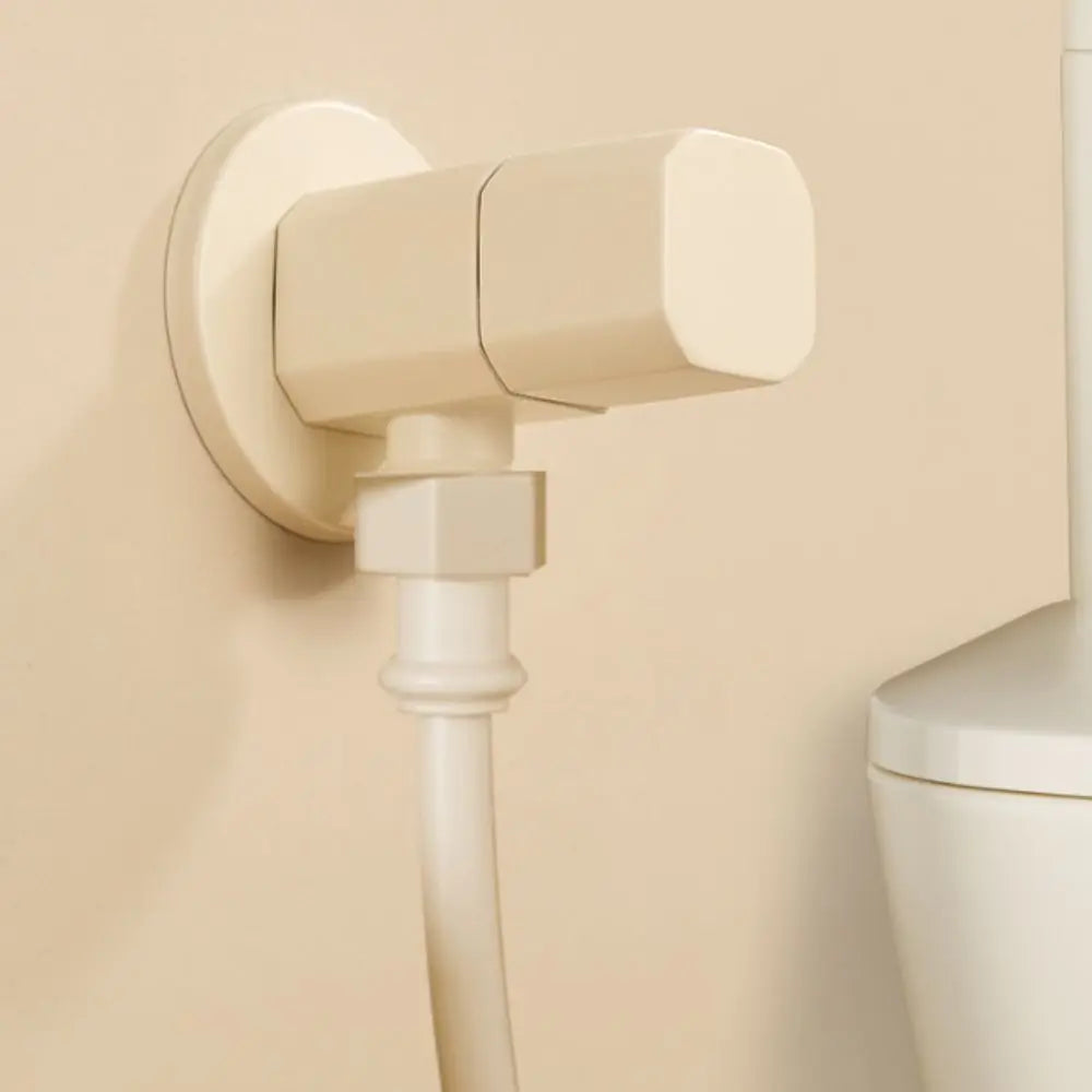 Universal Solid Brass Triangle Valve Copper Material Cream White Angle Valve G1/2 Thread Quick Opening Switch Valve Bathroom Vue Cream White