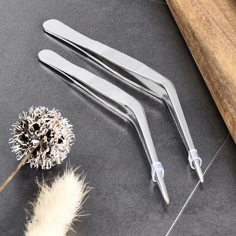 14/16cm Stainless Steel Portable Picnic Barbecue Cooking Tool Kitchen Utensil Barbecue Tongs Kitchen Bar Counter Chef's Tongs Vue