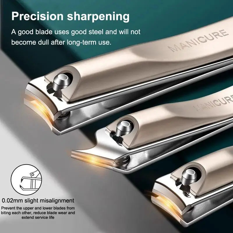 5 10Pcs Nail Clippers Set Manicure Tool Professional Kit with Rotating Leather Bag for Personal Care and Salon Use Vue