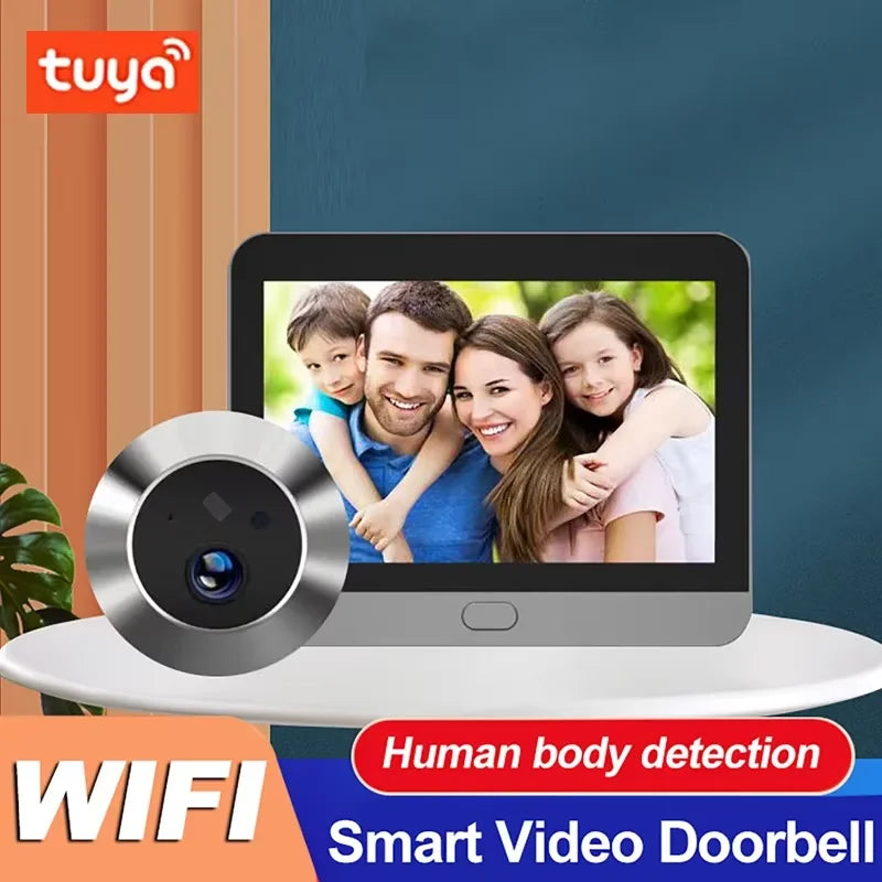 4.3 Inch 1080P Smart Tuya WiFi Video Doorbell Eye Peephole Camera PIR Motion Detection Two Way Audio Digital Door Viewer Vue