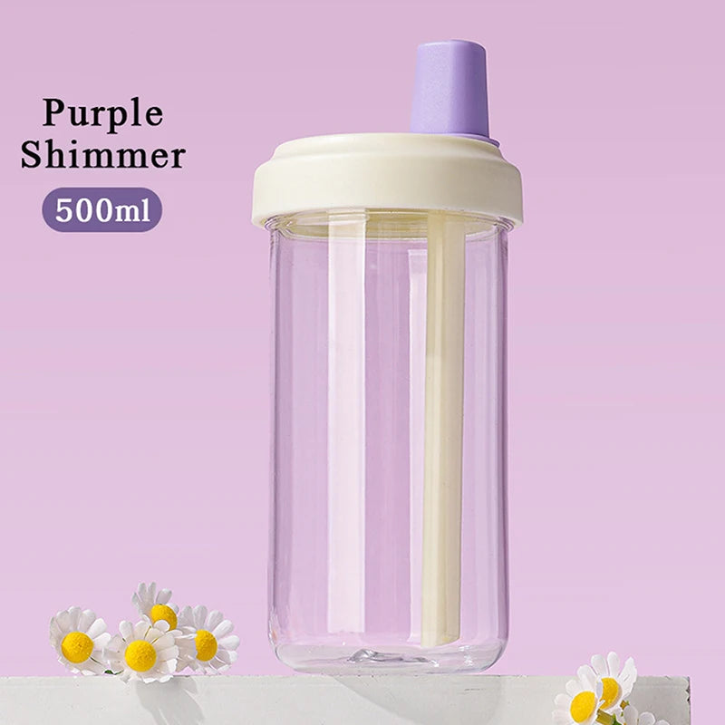 Lightweight Plastic Straw Water Cup Durable On-the-Go Drinkware for School Office Travel〔CC11〕 Vue purple