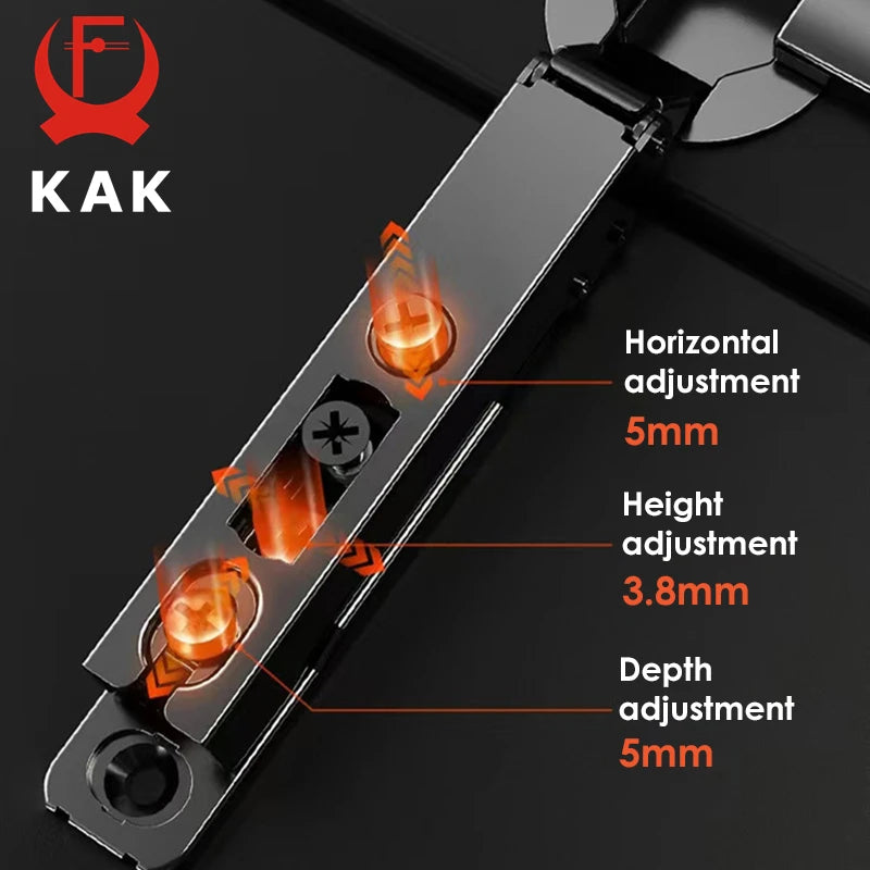 KAK 2PCS Hidden Hydraulic Kitchen Hinges Black Soft Closing Cabinet Door Hinge Damper Cupboard Door Hardware Furniture Hinges Vue