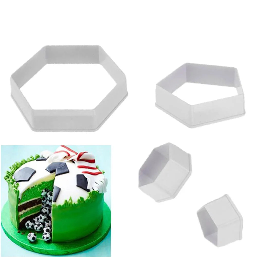 Hexagon Football Plastic Cookie Cutter Sugar Fondant Cake Soccer Pattern Cake Cookie Molds Cutters Decoration Mold Kitchen Tool Vue