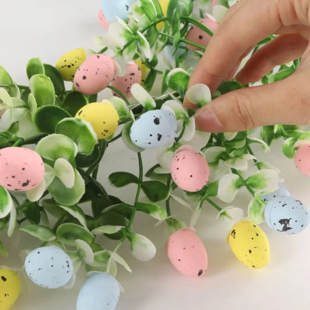 Artificial Plant Easter Egg Wreath Green Vine Colorful Design Wall Hanging Eucalyptus Leaves Egg Decoration Long Green Plant Vue