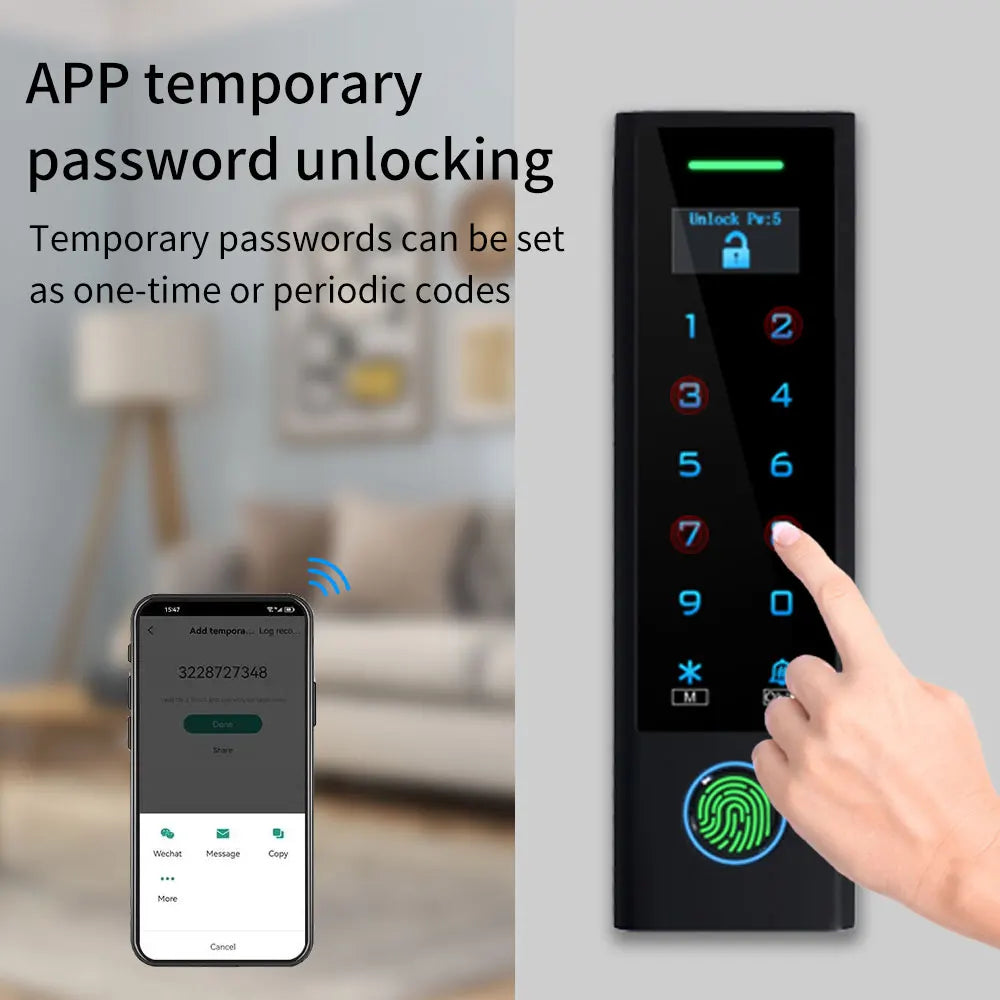 LCD Screen WIFI Support Tuya App Fingerprint Door Access Control Waterproof 125Khz RFID Card Standalone Biometric Access Control Vue