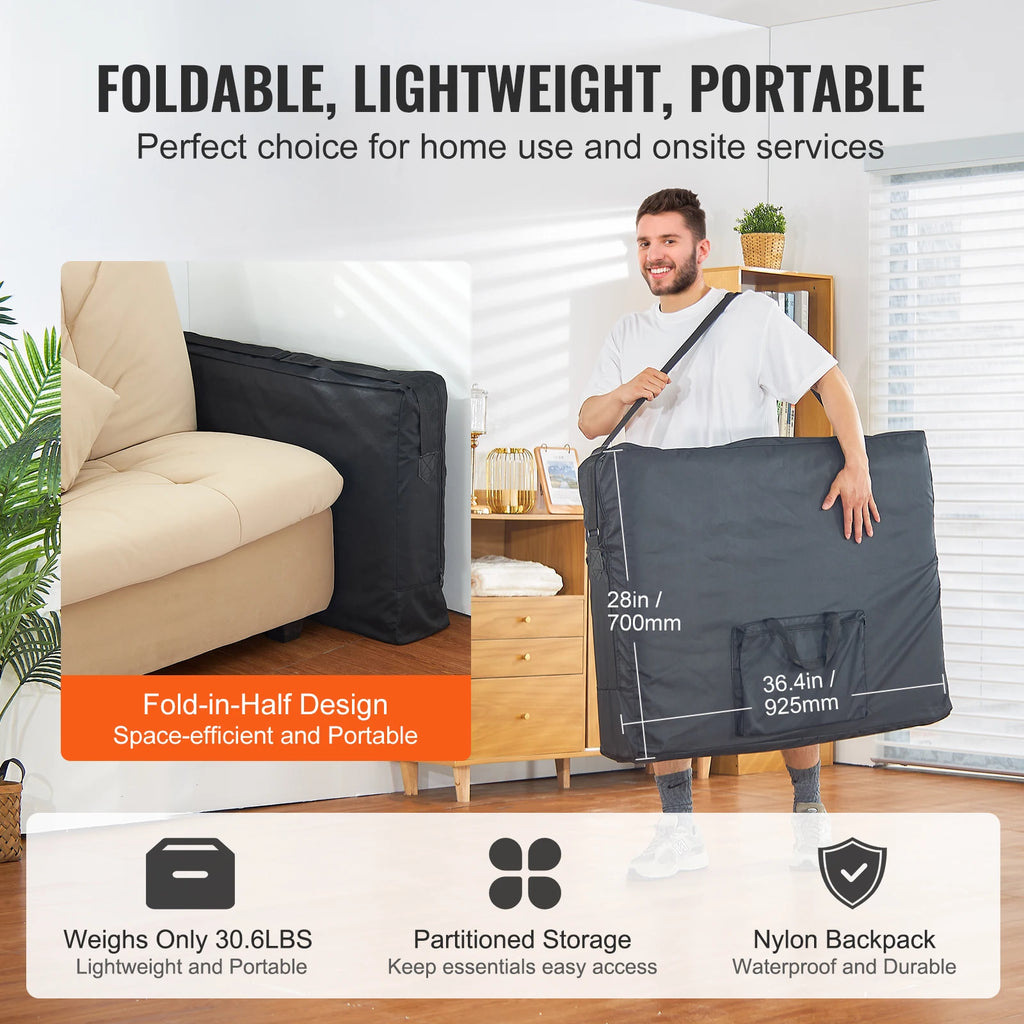 VEVOR Portable Massage Table Folding Lightweight Adjustable Salon Tattoo Bed for Massage Center Spa Therapy Clinic Home Beauty Vue