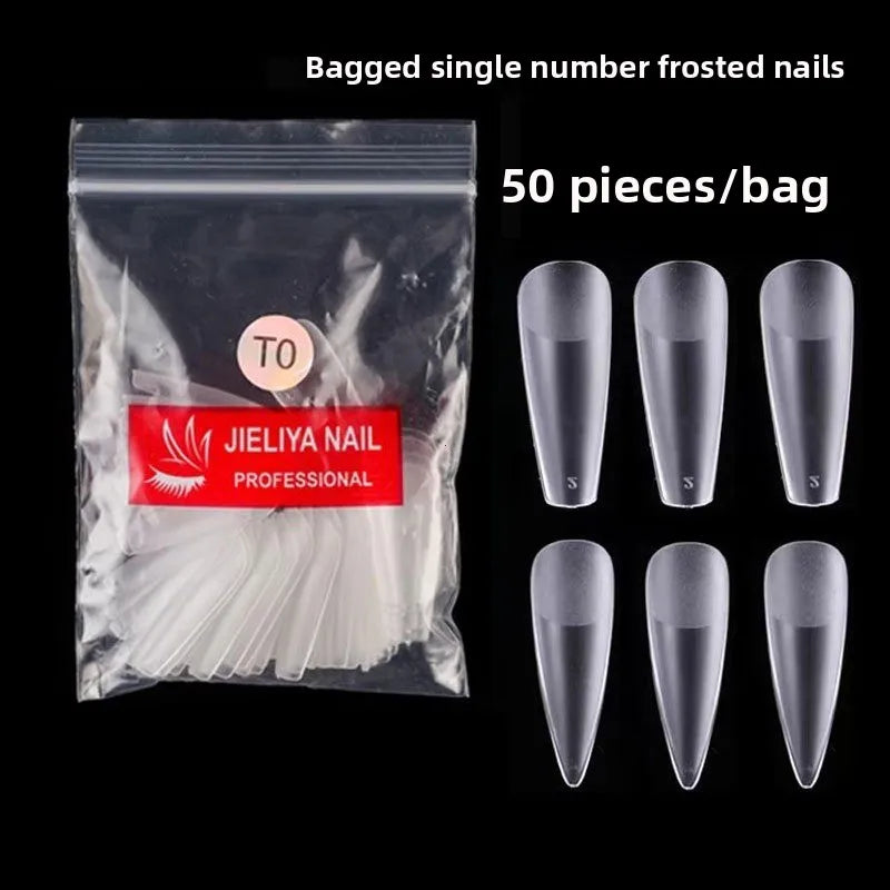 Long Stiletto Half Matte False Nail Tips 50 Pieces Single Size Refill Pack Soft Gel Fake Nail Tips Size 0 to Size 5 Vue