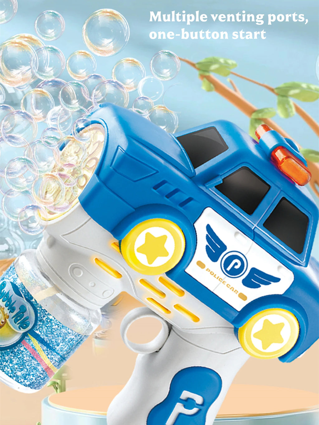 Electric Bubble Machine, One-Click with Lights, Outdoor Handle Bubble Gun Toy for Kids (batteries and bubble liquid not i Vue