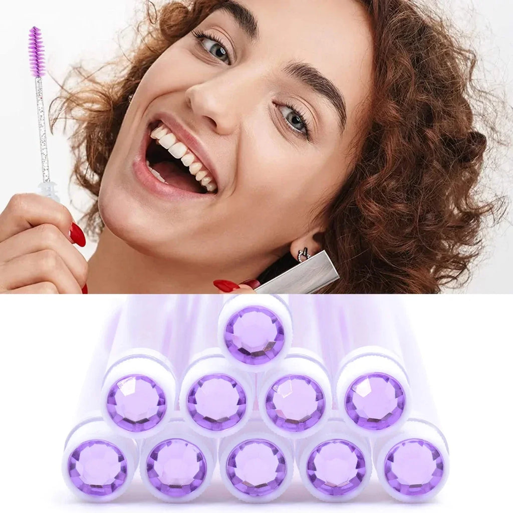 10Pcs Reusable Eyelash Brush Tubes with Mascara Wands & Lash Extension Brushes - Diamond Eyebrow Comb Set in Case Makeup Tools Vue