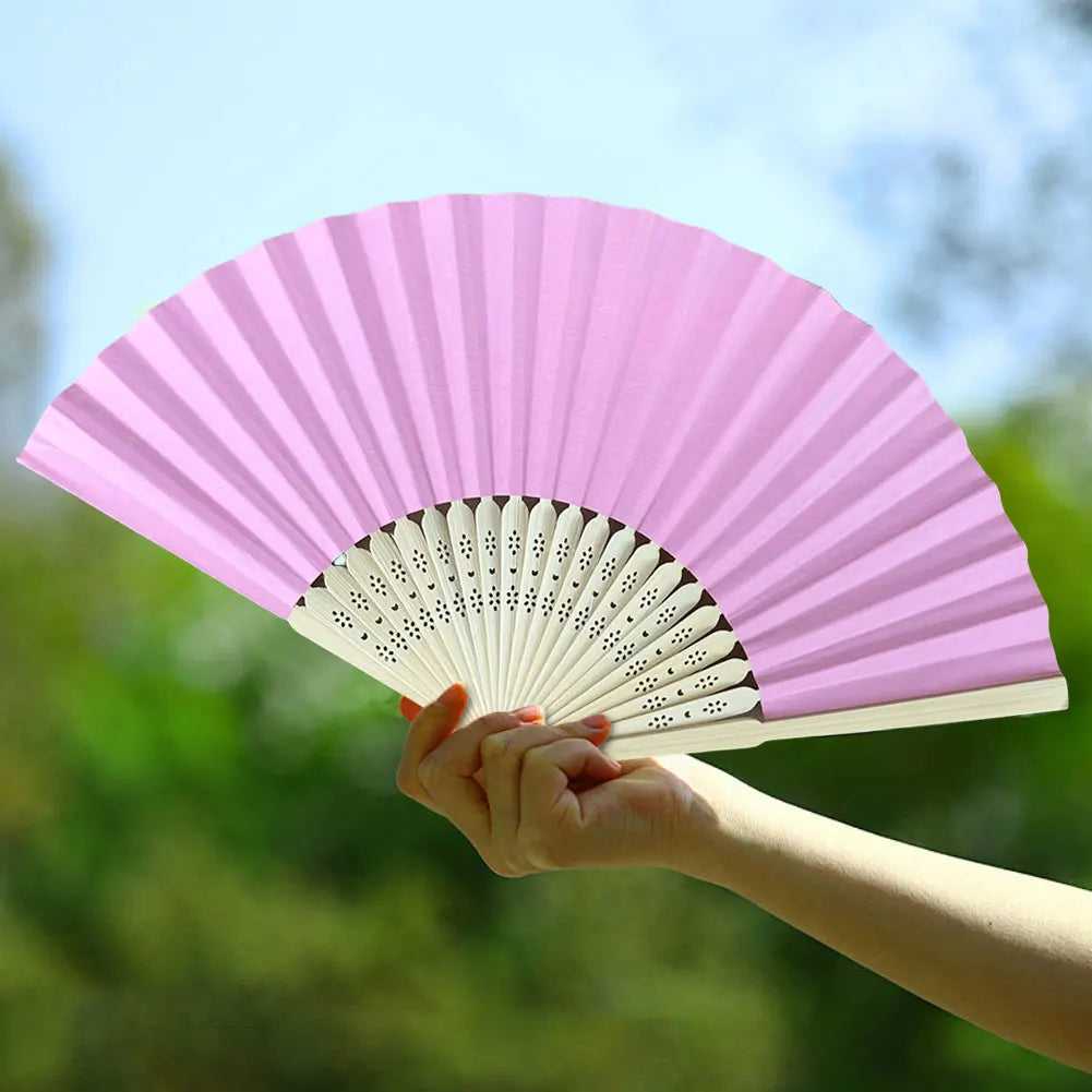 Bamboo Folding Hand Fan – DIY Paper Fan for Weddings & Parties Decorative Folding Fan Vue