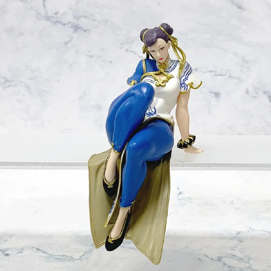 14cm Anime Game Street Fighter Figure Ryu Chun-Li Action Figure Sitting Posture Figurine Decor PVC Model Fans Collection Toys Vue