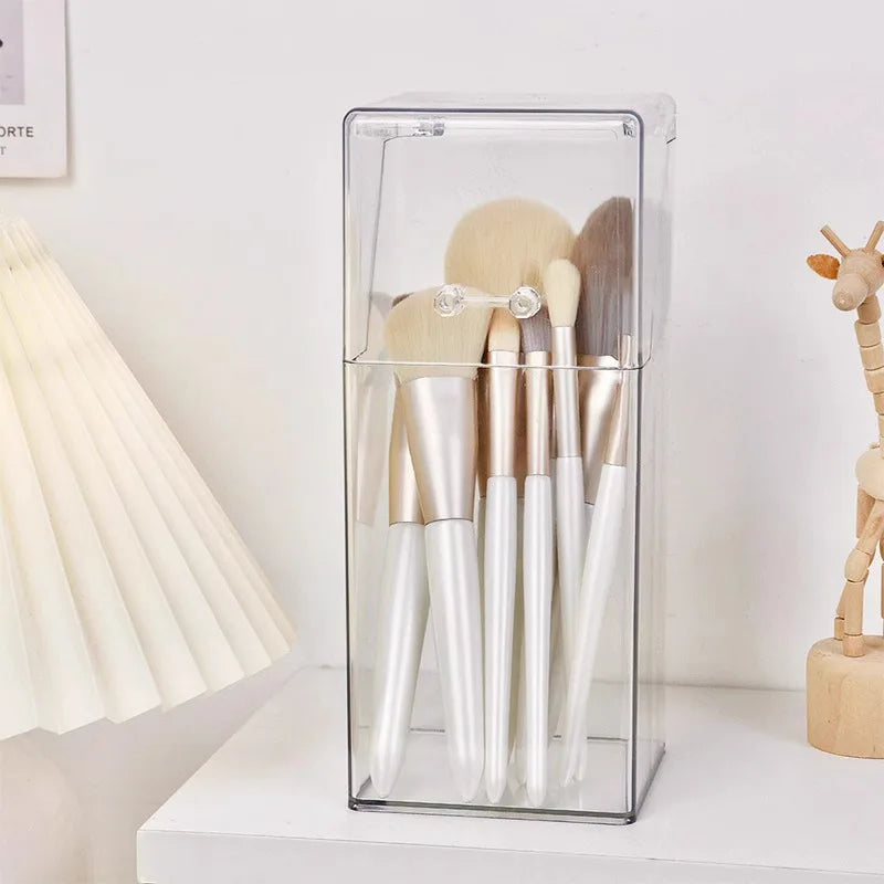 1Pc Makeup Brush Storage Box, Simple And Transparent Multifunctional Makeup Brush Storage Rack Simple Durable And Practical Vue