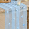 3D Flower Pearl Table Runner Semi-Transparent Multi-color Wedding Table Runner Vintage Romantic Tulle Table Runner Dining Table Vue Blue