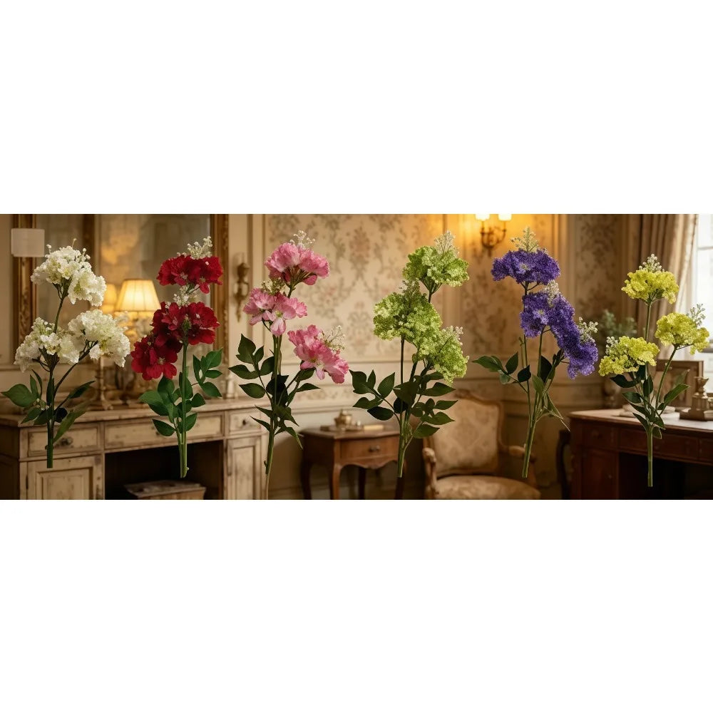 3Pcs Colorful Hydrangea Artificial Flowers Silk Cloth Handmade Long Stem No Fade for Home Garden Party Photo Decor Vue