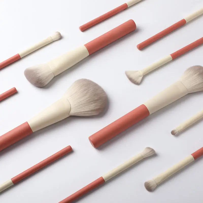 12pcs/set with bag Makeup Brushes Set Cosmetic Powder Eye Shadow Blush Blending Beauty Make Up Tool Brush Pink Vue