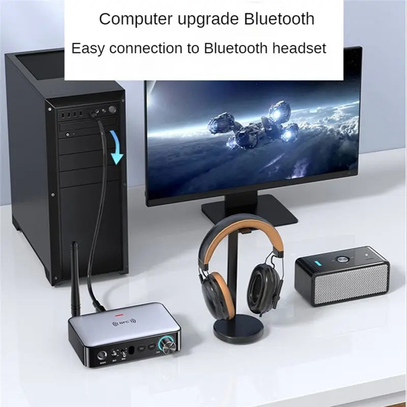 Hot-Bluetooth Receiver Transmitter 5.1 Stereo 3.5Mm AUX Coaxial RCA Wireless Audio Adapter Microphone Sing For TV Vue
