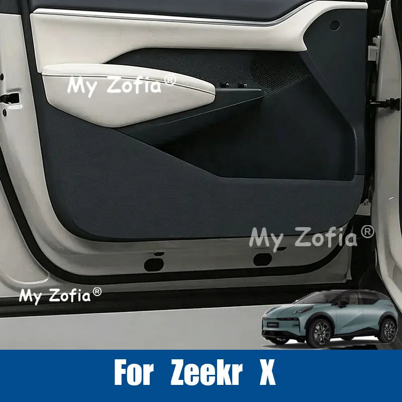 Leather Car Door Anti-Kick Pad Inner Door Sill Plate Anti-Dirty Protective Cover Auto Interior Accessories For Zeekr X 2026 2027 Vue