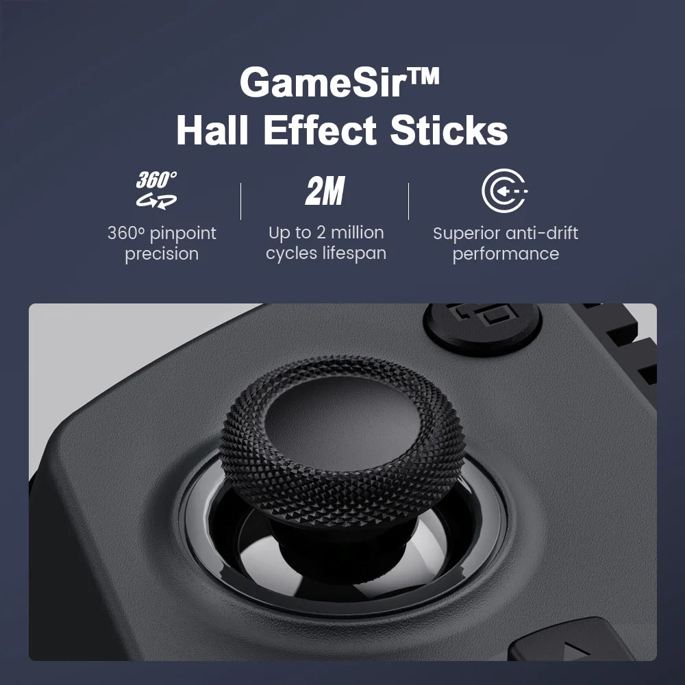 GameSir X5s Mobile Gamepad for Nintendo Switch 2/1 Android iOS PC Wireless Controller Hall Effect Joysticks and Triggers 3 Modes Vue