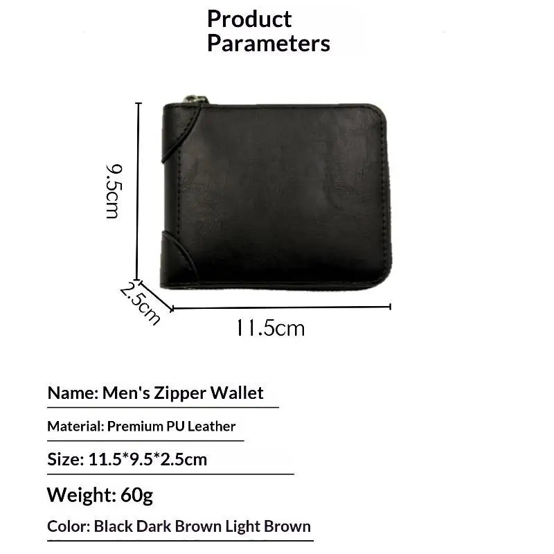 1PC Men Wallets Leather Zipper Purse Man Slim Card Horders Quality Male Short Multi-card Wallet Coin Pocket Purse Vue
