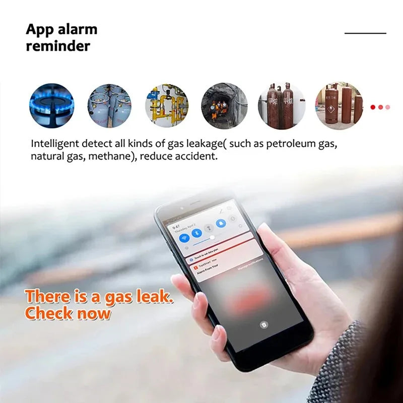 Tuya WiFi GAS LPG Leak Sensor Alarm Fire Security Detector APP Control Safety Smart Home Leakage Sensor Support Smart Life App Vue