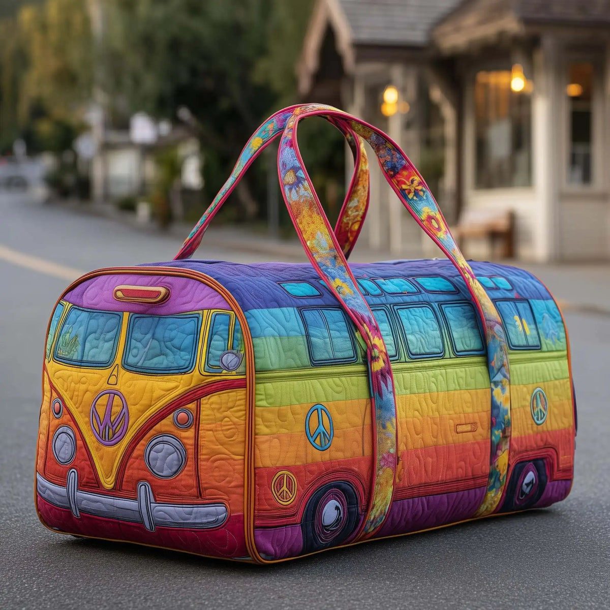 Women 3D Quilting Craft Travel Duffel Bag Fashion Sun Mountain Forest Vue A10