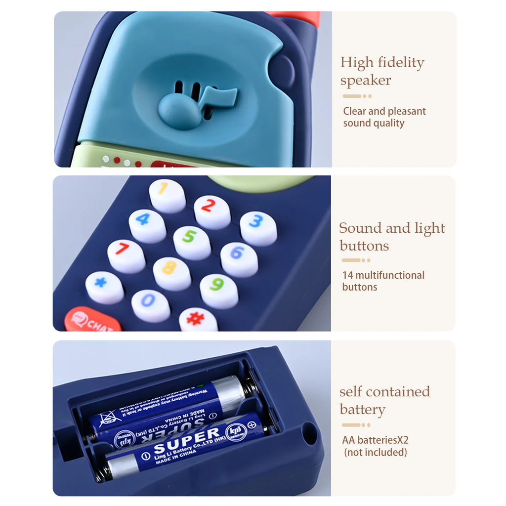 Play Phone Toys for Kids, Fun Music Simulation Phone Lighting Learning Cellphone Toy 4 Color Could Be Chosen Excluding Batteries Vue