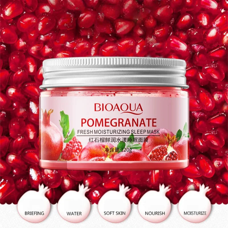 120g Pomegranate Fresh Moisturizing Sleeping Mask, Contains Pomegranate Fruit Extract, Moisturizes the Skin, Makes It Soft and Smooth, Provides Daily Skin Care Vue