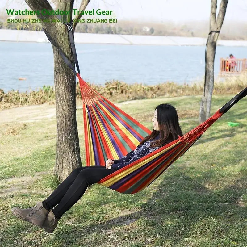 Outdoor Swing Thick Canvas Camping Hammock Easy Carry Store Vue