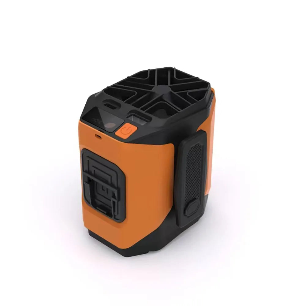 New Waist-Worn Fan for Outdoor Hiking and Mountain Climbing: Ventilation and Cooling, Waist-Worn Design, LED Light, USB Power Vue Orange