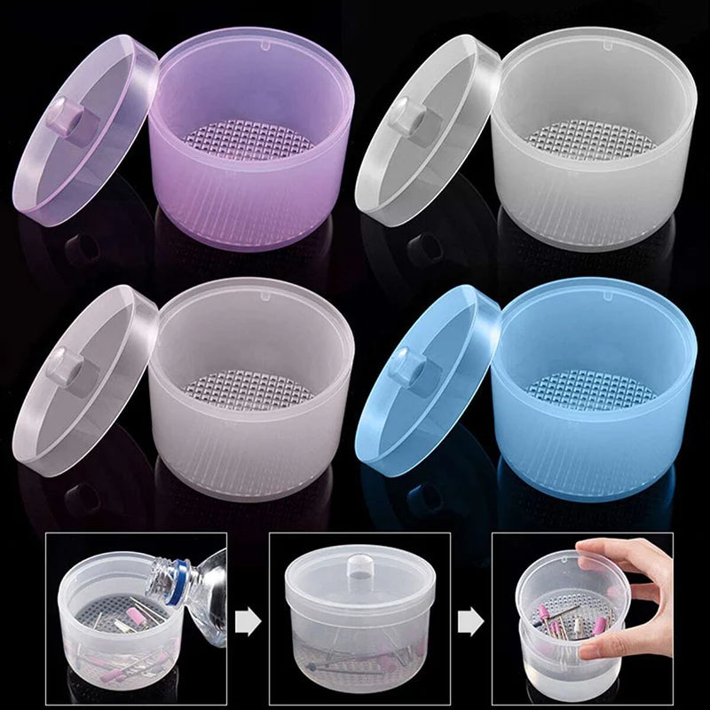 Nail Art Drill Bits Grinding Head Sterilizer Disinfection Box Nail Tool Cleaning Box Manicure Storage Case Clipper Accessories Vue