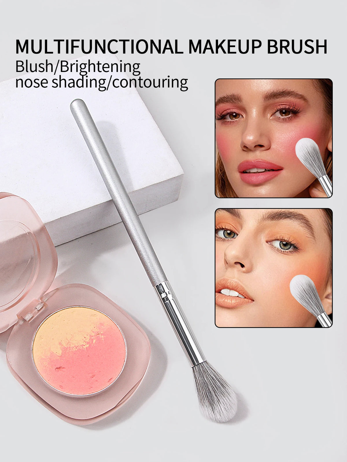 Highlighter Brush, Tapered Face Makeup Brush for Powders and Creams, Vegan and Coated Vue
