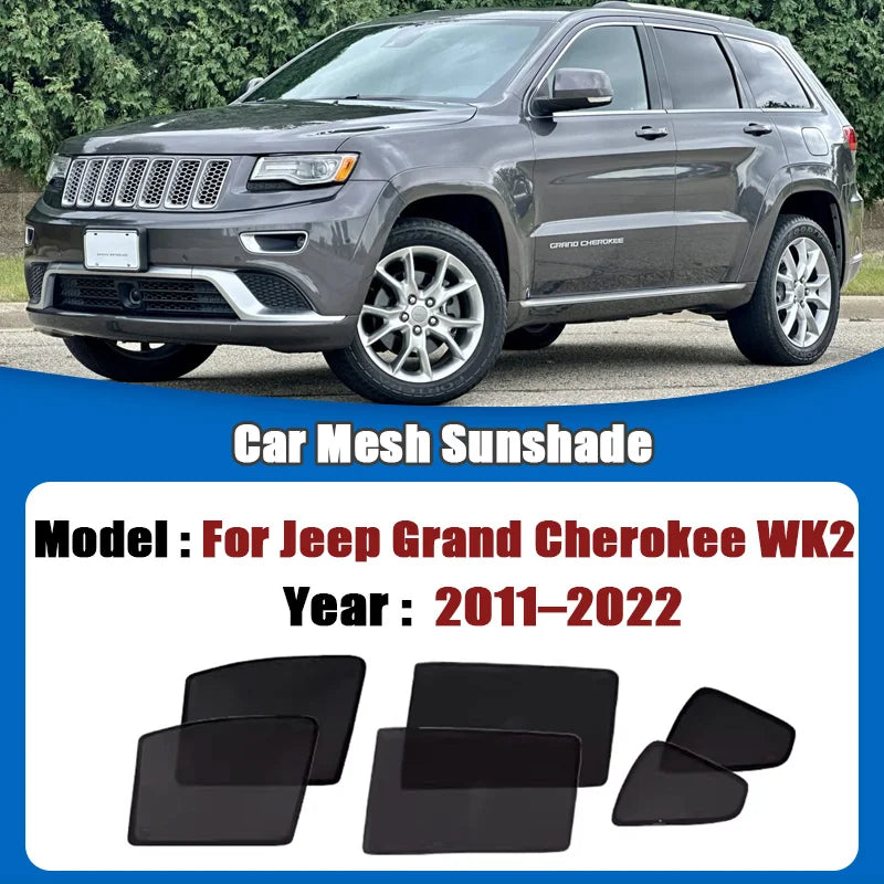 For Jeep Grand Cherokee WK2 2011–2022 Car Mesh Sunshade Window Magnetic Heat Insulation Sun Visors Privacy Curtain Accessories Vue
