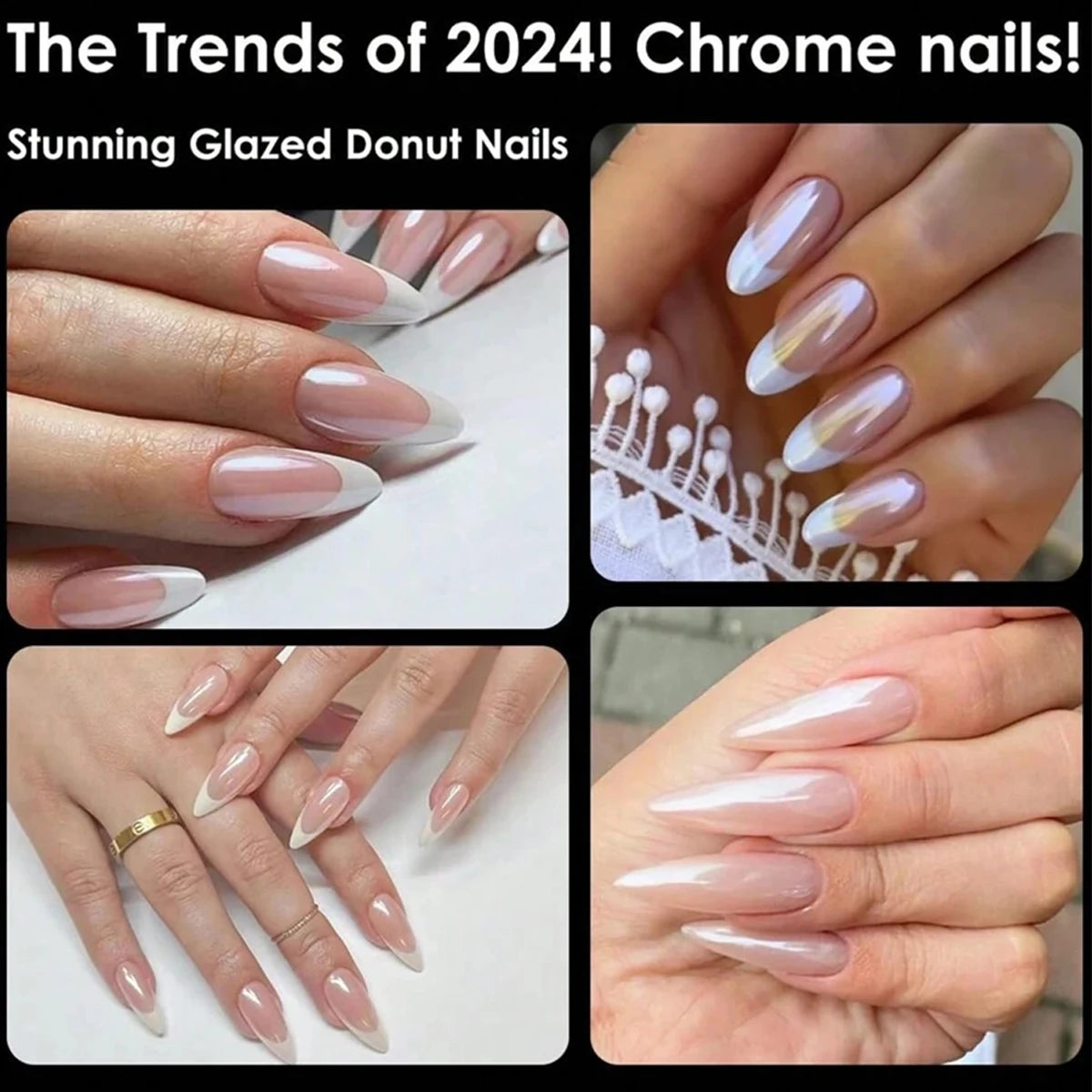 1pc Chrome Nail Powder Ice Transparent Aurora High Gloss Pearl Rainbow Color Powder Metal Pigment Nail Art Creation Vue